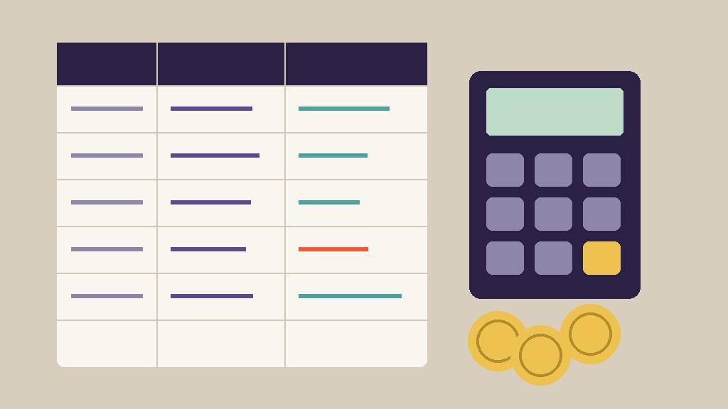 Event budget worksheet with calculator and fabric swatches